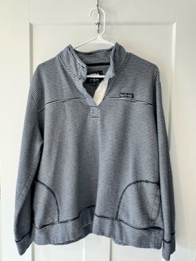 State of Mine South Carolina XXL Striped Quarter Button Cozy Top Casual Coastal